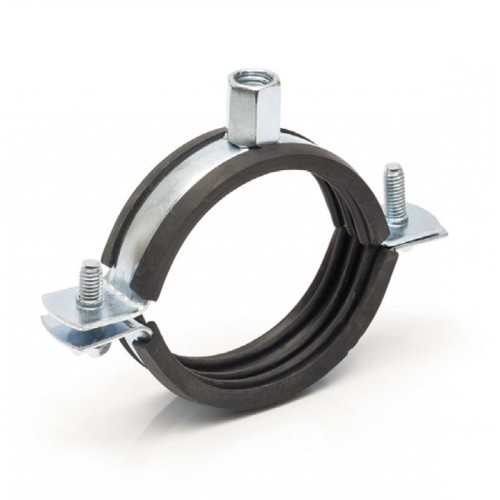 Хомут сантехнический крепежный трубный стальной оцинкованный с резиновой прокладкой Strongman 49х40 мм