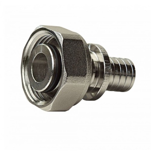 Соединитель латунный Дн 20-3/4" никелированный для PE-X труб под евроконус с накидной гайкой RAUTITAN Rehau в Самаре