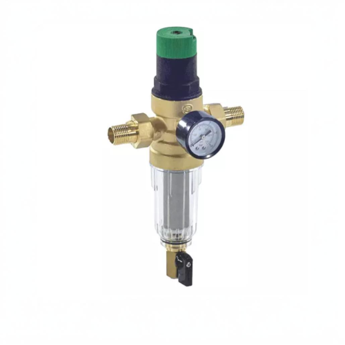 Фильтр сетчатый Т-образный латунный Ду-25 (1") Ру-16 НР (НАР) (Т<40°С) с регулятором давления Honeywell FK06 в Самаре