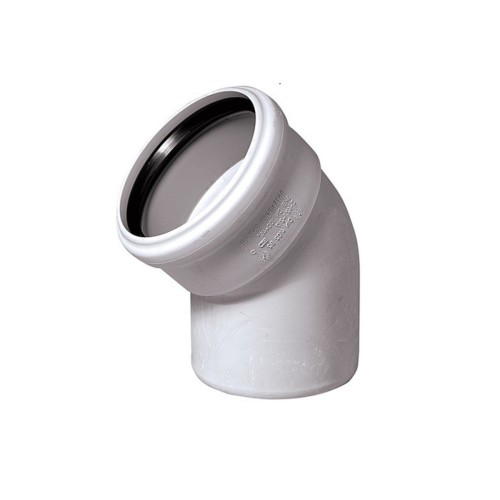 Отвод канализационный PP-M белый Дн 50 45гр бесшумный б/нап в/к RTP (РосТурПласт) в Самаре