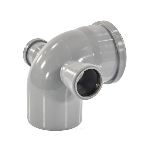 Отвод канализационный PP-H с выходом левый и правый серый Дн 110-50 45гр б/нап VALFEX в Самаре