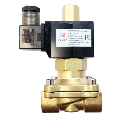 Клапан электромагнитный латунный с катушкой с внутренней резьбой 1,6 МПа НЗ BCX Unipump 15 мм 1/2" в Самаре