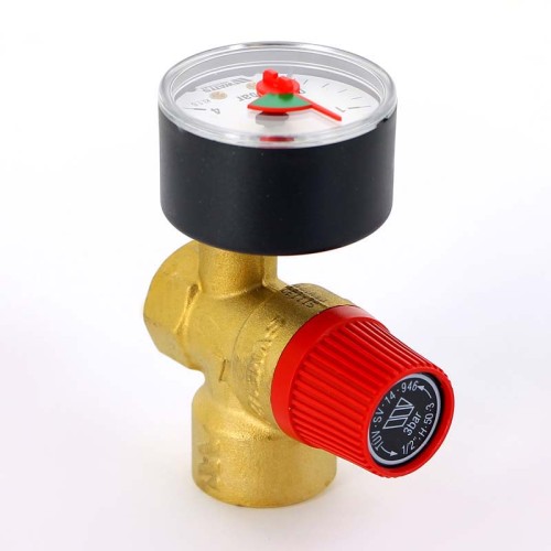 Клапан предохранительный латунный пружинный с манометром с внутренней резьбой SVM30 Watts 15 мм 1/2" в Самаре