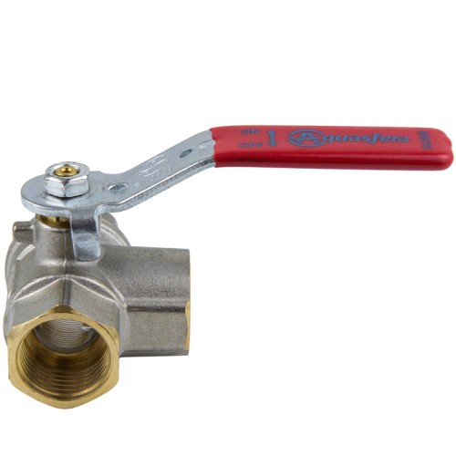 Кран запорный латунный трехходовой стандартнопроходной с ручкой-рычагом ВР (ВН) Ру 25 Ideal 128 Itap 15 мм 1/2" в Самаре