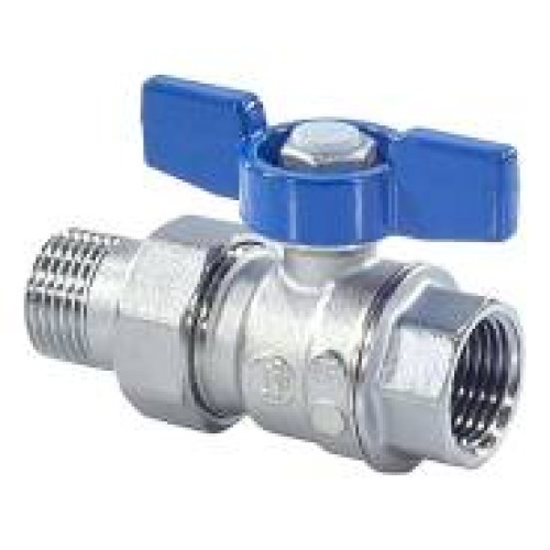 Кран запорный латунный полнопроходной с ручкой-бабочкой ВР-американка Ру 35 R859 Giacomini 15х74 мм 1/2" в Самаре