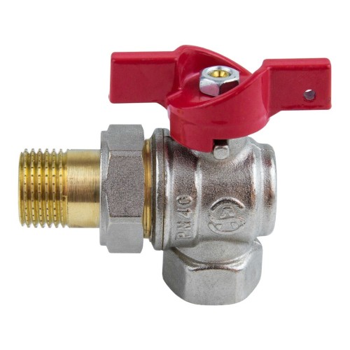 Кран запорный латунный угловой полнопроходной с ручкой-бабочкой ВР-американка Ру 40 Ideal 298 Itap 15 мм 1/2" в Самаре