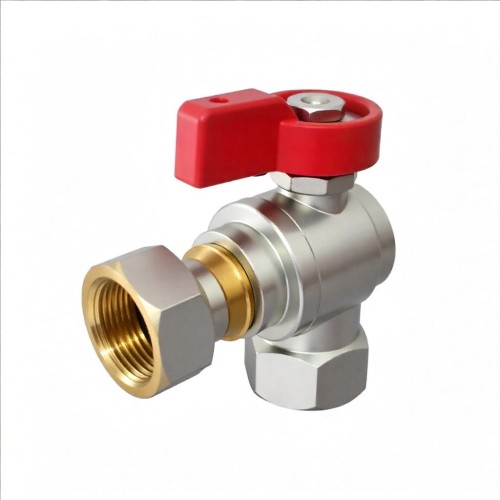 Кран шаровый латунный угловой полнопроходной с ручкой-флажком НР-накидная гайка Ру 16 R780 Giacomini 15х65 мм 1/2" в Самаре