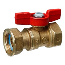 Кран шаровый латунный стандартнопроходной для счетчиков с ручкой-бабочкой НР-накидная гайка Ру 42 R254P Giacomini 15х71 мм 1/2"