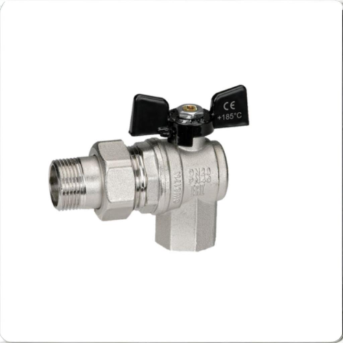 Кран шаровый латунный угловой полнопроходной с ручкой-бабочкой ВР-американка Ру 40 Bugatti 594 Bugatti 15 мм 1/2" в Самаре