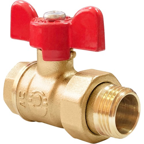 Кран запорный латунный полнопроходной с ручкой-бабочкой ВР (ВН) Ру 40 А30/1, 11б27п1 БАЗ 15х48 мм 1/2" в Самаре