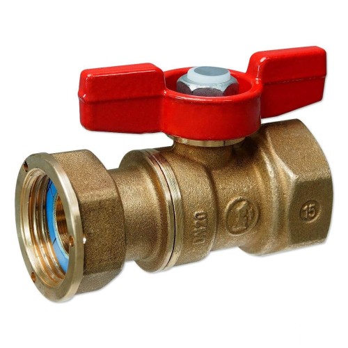 Кран запорный латунный стандартнопроходной для счетчиков с ручкой-бабочкой ВР-накидная гайка Ру 42 R251P Giacomini 20 мм 3/4" в Самаре