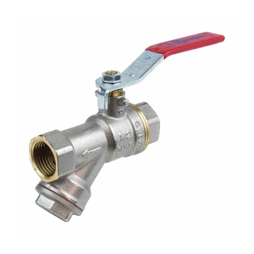 Кран запорный латунный с фильтром полнопроходной с ручкой-рычагом ВР (ВН) Ру 25 BV.631 MVI 20 мм 3/4" в Самаре