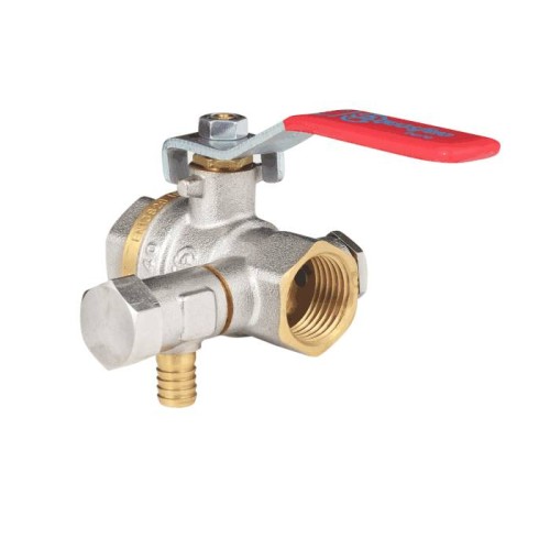 Кран запорный латунный с дренажем и воздухоотводчиком полнопроходной с ручкой-рычагом ВР (ВН) Ру 25 BV.630 MVI 15 мм 1/2" в Самаре