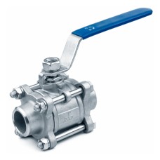 Кран запорный нержавеющий под приварку полнопроходной ручка-рычаг Ру 63 AISI 316 BV17 АДЛ 10 мм