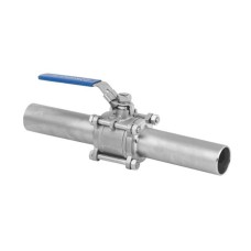 Кран запорный трехсоставной нержавеющий под приварку полнопроходной ручка-рычаг Ру 63 Benarmo 50 мм