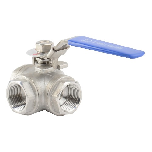 Кран запорный трехходовой Г-тип нержавеющий ВР (ВН) полнопроходной ручка-рычаг Ру 63 Benarmo 15 мм 1/2" в Самаре