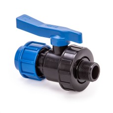 Компрессионный кран ПНД Дн 20-1/2" Ру-10 НР (НАР) RTP (РосТурПласт)