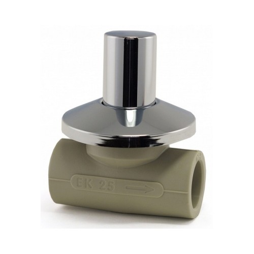 Кран полипропиленовый PP-R запорный прямой стандартнопроходной с внутренней пайкой серый ручка-вентиль Ру 10 Wavin Ekoplastik 25 мм ГОСТ 32415-2013 в Самаре