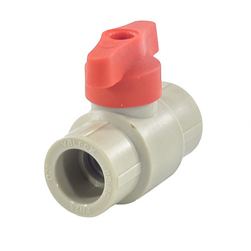 Кран полипропиленовый PP-R запорный прямой стандартнопроходной с внутренней пайкой серый ручка-бабочка Ру 25 VALFEX 25 мм ГОСТ 32415-2013 в Самаре