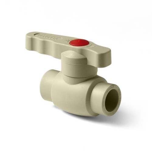 Кран полипропиленовый PP-R запорный прямой стандартнопроходной с внутренней пайкой серый ручка-рычаг Ру 10 Wavin Ekoplastik 40 мм ГОСТ 32415-2013 в Самаре