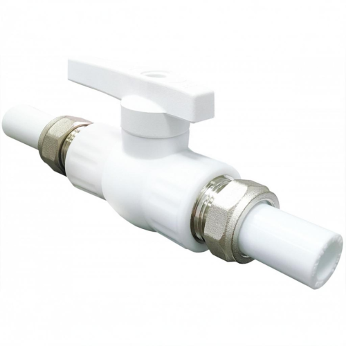 Кран полипропиленовый PP-R запорный прямой полнопроходной с внутренней пайкой белый ручка-рычаг Ру 25 VALFEX 20 мм ГОСТ 32415-2013 в Самаре