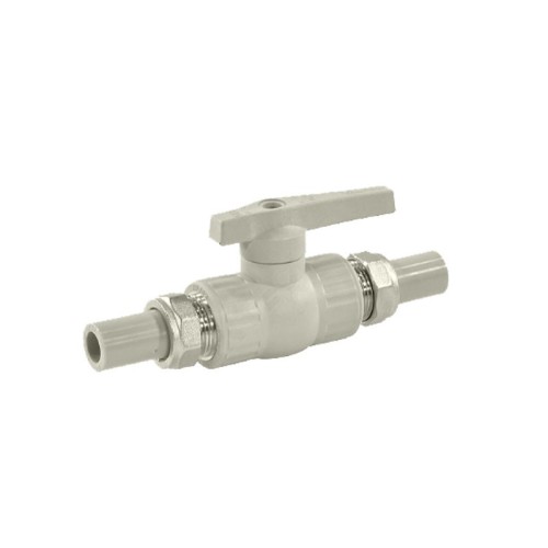 Кран полипропиленовый PP-R запорный прямой полнопроходной с внутренней пайкой серый ручка-рычаг Ру 25 VALFEX 20 мм 3/4" ГОСТ 32415-2013 в Самаре