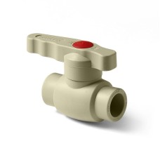 Кран полипропиленовый PP-R запорный прямой стандартнопроходной с внутренней пайкой серый ручка-рычаг Ру 10 Wavin Ekoplastik 20 мм ГОСТ 32415-2013