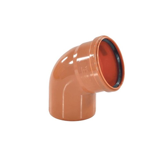 Отвод НПВХ (ПВХ) с раструбом Дн 250 87гр коричневый безнапорный в/к Ostendorf KGB в Самаре