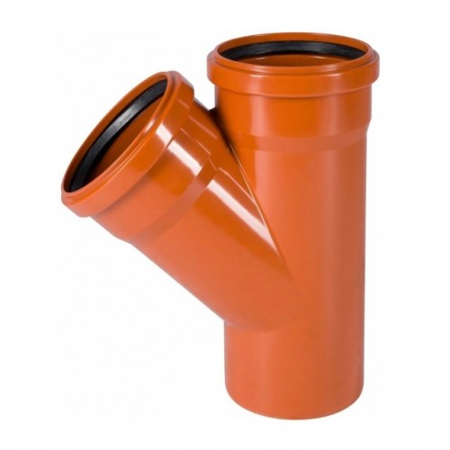 Тройник НПВХ (ПВХ) с раструбом Дн 250-160 45гр коричневый безнапорный в/к Ostendorf KGEA в Самаре