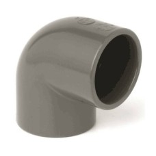 Отвод ПВХ клеевой Дн 90 90гр Ру-16 серый напорный Aquaviva