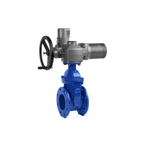 Задвижка чугунная фланцевая с электроприводом AUMA SA16.2 380В и обрезиненным клином KR12 500 мм в Самаре