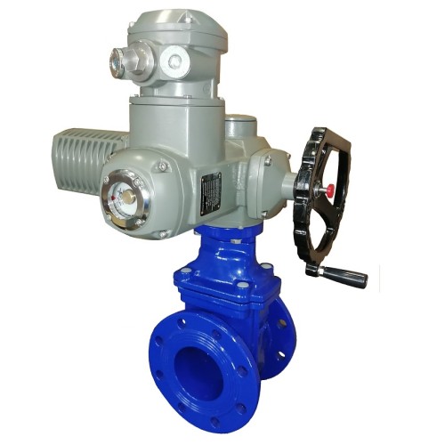 Задвижка чугунная фланцевая с электроприводом AUMA SA10.2 380В и обрезиненным клином KR12 100 мм в Самаре